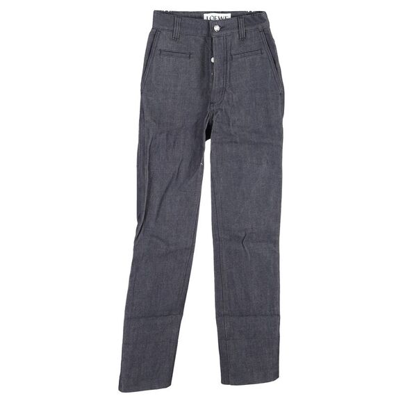 Loewe High-Rise Hidden-Buttoned Jeans in Grey Cotton Denim - Picture 1 of 3